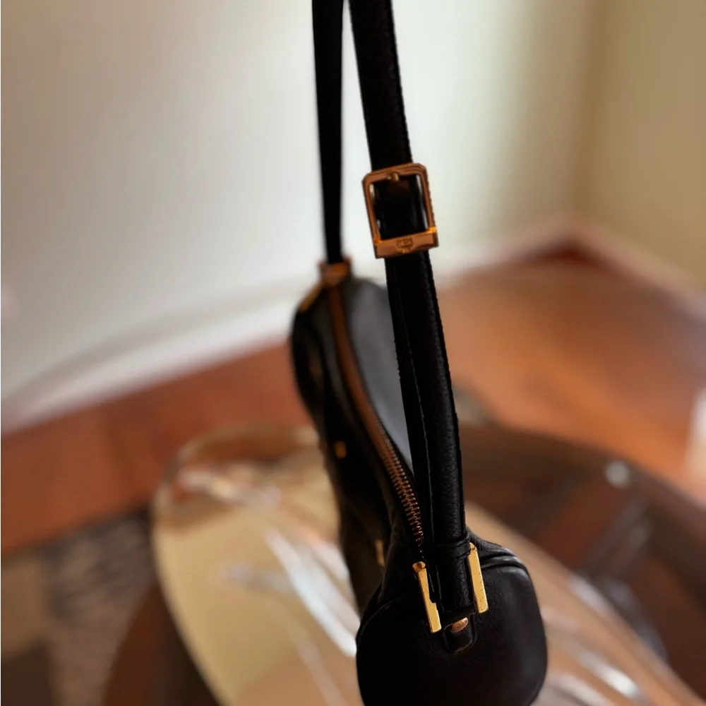 MCM Black Leather Papillion Shoulder Bag with Gold Accents - Picture 6 of 12